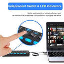 USB集线器7合1适配器多端口使用电源适配器扩展器USB 2.0电脑配件切换USB用于PC USB端口笔记本电脑