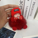 Sleeping Baby Keychain Cute Soft Fluffy Plush Doll Key Ring Women Girl Bags Pendant Backpack Accessories Gifts