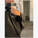 Retro Crocodile Pattern Short Women's Leather Jacket High Collar Zipper Loose Long Sleeve Jackets 2026 Lady Street Daily Wear