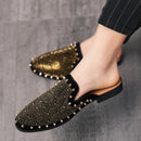 New Men Casual Shoes Designer Rivet Dress Shoes Loafers Fashion Chaussure Homme Cuir Half Slippers Zapatos Hombre Party Flats