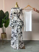 CM.YAYA 2025 Fall Women Long Sleeve Stacked Mesh See Though with Lining Bodycon Long Dress Evening Birthday Sexy Party Dresses