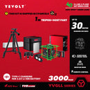 YEVOLT 激光水平仪 绿光 4平面 16线 自动安平 360° 3D 贴地水平与垂直瓷砖测量工具