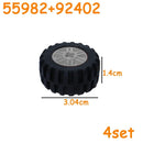 Car Truck Wheels Hub Bricks MOC Technical Tire Wheel Cross Hole Set Motorcycle Tyre & Rim Construction Building Blocks