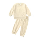 2026 New Arrivals Little Girls Clothing Tracksuit 2 Pieces Set Warm Fleece Plain Top Sweatshirt+Pants Loungewear Suit For Kids