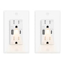 LED Night Light Outlet with 24W USB C+A Fast Charging, 4.8A, On/Off Switch