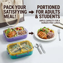 Microwavable 304 Stainless Steel Lunch Box 2/3 Compartment Bento Box Leakproof Food Storage Containers Adults Kids School