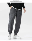 2026 Spring New Casual Loose Corduroy Solid Color Harem Pants Man Pockets All Match Fashion Male Trousers Streetwear Clothes