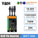 Y&H 并网逆变器 300W 350W 500W 600W 700W MPPT 微型逆变器 太阳能光伏并网系统 家用 DC18-60V 输出 AC110V/240V