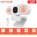 NUROUM V15-AFL 2K全高清网络摄像头带自动对焦环形补光灯，适用于台式电脑和笔记本电脑