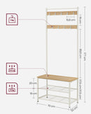 VASAGLE 3 in 1 Coat Stand with Shoe Rack, Steel Frame, 32 x 70 x 175 cm