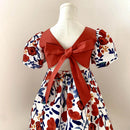 Bear Leader Girl Summer Dress Outfits 2023 New Girls Floral Princess Dress Backless Tie Bow Puff Sleeve Fashion Dress for 3-11 Y
