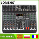 LOMEHO 6 Mono Channels Mixing Console 99 Digital Effects Bluetooth USB PC Sound Audio Mixer with 48V for Karaoke Church AM-GT6