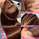 34 Inch Chocolate Brown Lace Front Wig Human Hair Straight 13x4 Lace Frontal Wig for Fashion People Pre Plucked Human Hair Wig