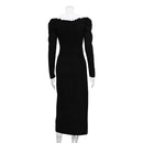 Tossy Elegant Fashion Autumn Maxi Dress Female Patchwork V-Neck Contrast Slim High Split Party Dress Gown Sexy Ladies Dress 2023