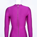 WillBeNice Vintage Office Lady Fuchsia Bandage Dress Fashion Women Long Sleeve Dress Bodycon Zipper Slim Elastic Luxury Dresses