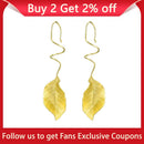 Lotus Fun Elegant Autumn Leaves Dangle Earrings Real 925 Sterling Silver 18K Gold Earrings for Women Gift Handmade Fine Jewelry