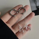 Sliver Color Metal Geometric Ear Bone Clip Earring No Piercing Acrylic Tassel Pendant for Women personality Girls Party Jewelry