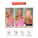 EASIHAIR Light Orange Synthetic Wigs Long Wavy Ombre Natural Hair Wigs with Bangs for Women Cosplay Lolita Wig Heat Resistant