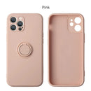360 ° Rotating Metal Ring Holder Liquid Silicone Shockproof Soft Phone Case For IPhone 16 Pro Max 14 12 11 15 Pro Max Back Cover
