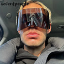 Mask Rectangle Sunglasses Women Men 2024 Luxury Brand Designer Punk Sun Glasses Steampunk Y2k Sunglass Oversized Shield Goggles