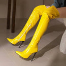 Autumn and Winter New Style Fashion High-heeled Women's Long Boots Sharp Toe Sexy Party Over The Knee Boots High 12cm Size 35-48