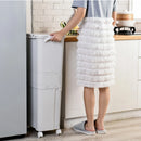 Voltsify 38L Double Compartment Trash Can with 4 Casters, White 2-Tier Design Waste Bin for Kitchen, 42x28.2x73cm