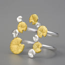 Lotus Fun Elegant Water Lily Leaves Double Layer Adjustable Rings for Women 925 Sterling Silver Luxury Designer Fine Jewelry