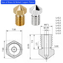 2pcs All Metal V6 Nozzle 3D Printer Parts M6 Thread Brass Hard Steel Titanium PTFE Plated Nozzles E3D V5 For 1.75mm Filament
