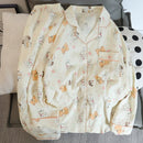 Flower Print Women Autumn Two Piece Pajama Set Long Sleeve V Neck Top & Elastic Waist Pants 2 Pieces Female Sleepwear Nightwear