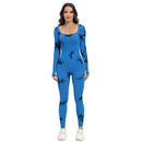 Ribbed Long Sleeve Sport Jumpsuits Women Tie Dye Yoga Jumpsuits Workout Bodycon Seamless Ribbed Yoga Workout Jumpsuit Romper