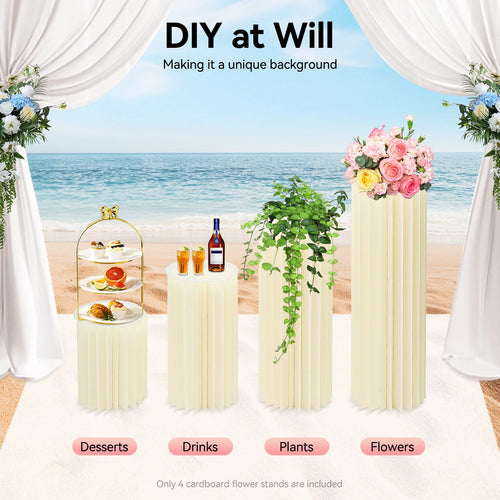 The Atrium Columns | Elegant 4-Piece Cardboard Flower Column Set for Weddings and Events