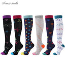 6 PAIRS Compression Socks Flowers Animal Fruit for Men Women Running Nurse Socks Nurses Sport Ladies Lady Womens Running