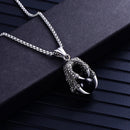 Classic Domineering Dragon Claw Stainless Steel Necklace For Men Punk Red Black Crystal Ball Pendant Necklace Fashion Jewelry