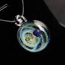 BOEYCJR Universe Glass Bead Planets Pendant Necklace Galaxy Rope Chain Solar System Design Necklace for Women Christams Gift