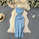 YuooMuoo Women Dress Sexy One Shoulder Package Hips Split Bodycon Dress Summer Fashion Lady Knitting Long Party Vestidos