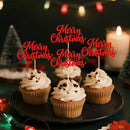 YOMDID 24Pcs Merry Christmas Cupcake Toppers for Christmas Cake Toppers Picks Xmas New Year Party Supplies Cake Decorations