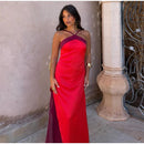  Women Sexy Color Blocking Halter Maxi Dresses Elegant Backless Off shoulder Sleeveless Slim Gowns 2026 New Lady Party Vestidos
