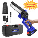 Mini Chainsaw Cordless 6-Inch Handheld Small Chain Saw with Battery, Blue 21V Battery Powered Portable Electric Mini Chainsaw with Safety Lock for Courtyard Garden Household Tree Branch Trimming（Installed and ready to use i