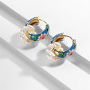 New Fashion Enamel Flower Huggie Hoop Earrings for Women Vintage Boho Circle Small Earrings Statement Jewelry 2022 Brincos Gifts