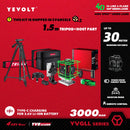 YEVOLT 激光水平仪 绿光 4平面 16线 自动安平 360° 3D 贴地水平与垂直瓷砖测量工具