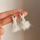 Bear Earrings for Women Girls 2023 Fashion Korea Silver Needle Autumn and Winter Earrings Cute Flocking Rabbit Ear Studs Jewelry