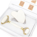 White Crystal Jade Roller Set Anti Wrinkles Face Lift Gua Sha Massager Facial Massage Tool Natural Stone Roller Kit Beauty Care