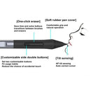 PW100 Digital Pen Battery-free Stylus Pen For HUION H640P H950P H1060P H610PRO V2 H420X Graphics Drawing Tablets Handhold Pen
