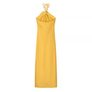 Women Elegant Chest Diamond Flower Halter Dress Backless Sexy Long Dresses Summer 2025 New Fashion Evening Party Dresses