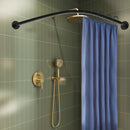 Shower Curtain Rail L Shape No Drilling Rail Corner Stainless Steel Telescopic Rod with Shower Curtain Rings
