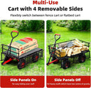 Steel Garden Dump Cart, 880lbs Heavy Duty Yard Dump Utility Cart w Removable Mesh Sides, Utility Metal Wagon with 180° Rotating