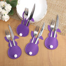 4Pcs Easter Bunny Felt Cutlery Holder Bag Happy Easter Decorations for Home Tableware Accessories Rabbit Cutlery Cover Bag Table