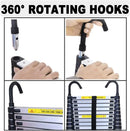 DayPlus Multi-Purpose 6.2M Telescopic Ladder with Removable Hook Aluminium Folding Ladder Non-Slip Extendable Robust 150kg/330lb