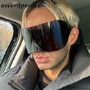 Mask Rectangle Sunglasses Women Men 2024 Luxury Brand Designer Punk Sun Glasses Steampunk Y2k Sunglass Oversized Shield Goggles