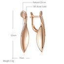Kinel Trend 585 Rose Gold Color Glossy Drop Earrings for Women Fashion Creative Natural Zircon Unique Romantic Daily Jewelry